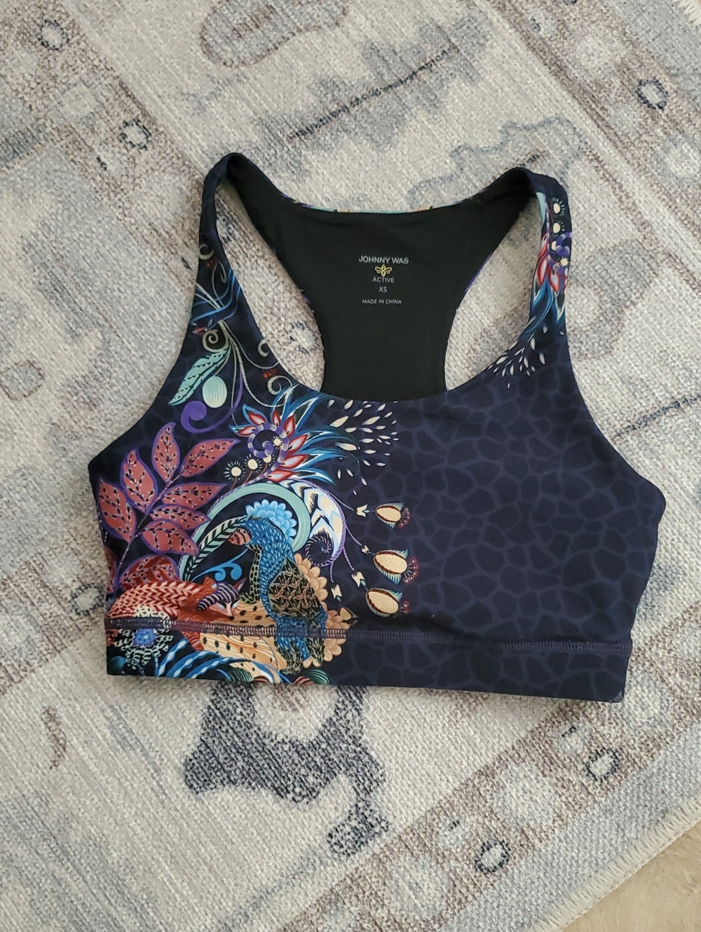 Johnny Was Active Racerback Sport Bra Athletic Athleisure SzXS